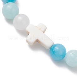 Браслеты из натурального нефрита машан и белого нефрита с бусинами&nbsp;BJEW-JB11152