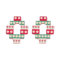 Акриловые подвески с цветочным принтом OACR-T028-14A