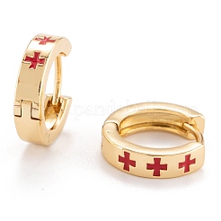 Orecchini a cerchio huggie in ottone smaltato&nbsp;EJEW-P187-L