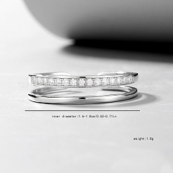 Простое серебряное двухслойное кольцо с цирконом для подарка женщине на свидание. CM3157