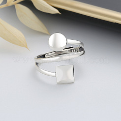 Плоские круглые и квадратные кольца из стерлингового серебра с родиевым покрытием FS-WGC22D2-01