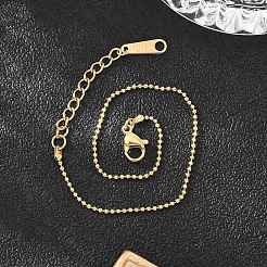 Ионное покрытие (ip) 304 нержавеющая сталь шариковая цепочка браслет для женщин BJEW-G667-10G