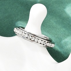 Вращающиеся кольца для пальцев из нержавеющей стали 304 со стразами RJEW-A074-01B-P