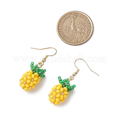 Серьги-подвески из стеклянных бусин в форме ананаса&nbsp;EJEW-MZ00648