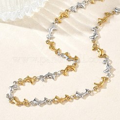 Collares de cadena de eslabones de delfín de acero inoxidable 304 de dos tonos para mujer&nbsp;NJEW-G201-02GP