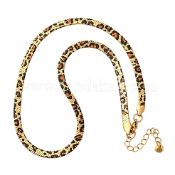 Flache Schlangenkettenhalsketten aus 304 Edelstahl mit Leopardenmuster für Damen&nbsp;NJEW-A044-02B-G-01