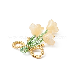 Бант из стеклянных бисера с подвесками-цветами&nbsp;PALLOY-MZ01129-03