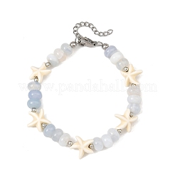 Bracelets en perles en agate rubanée naturelle et pierres précieuses en forme d'étoile de mer&nbsp;BJEW-JB14419