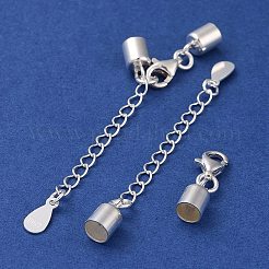スターリングシルバーカーブチェーンエクステンダー925個  カニカンとコードエンドを備えたエンドチェーン  ティアドロップチェーンタブ  s925スタンプあり  銀  26mm&nbsp;STER-G039-02B-S