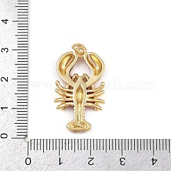 真鍮の赤いエナメルペンダント  丸カン付き海の動物チャーム  ゴールドカラー  エビ  29x16.5x3mm  穴：3mm&nbsp;X-KK-C116-03A-G