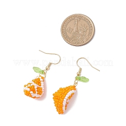 Серьги-подвески в виде фруктов из стеклянных бусин ручной работы EJEW-MZ00540