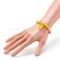 Bracciali con ciondoli elasticizzati in resina orso&nbsp;BJEW-JB06271-03