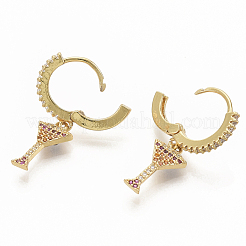 Серьги-кольца из латунного микро-паве с красочными фианитами&nbsp;EJEW-S208-068