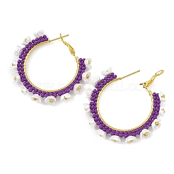Boucles d'oreilles créoles en verre&nbsp;EJEW-MZ00827