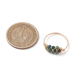 Бусины из натурального зеленого авантюрина с круглыми латунными бусинами и кольцами из экологически чистой медной проволоки&nbsp;RJEW-TA00184-04