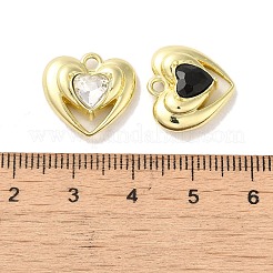 ラックメッキ合金ペンダント  ラインストーン付き  カドミウムフリー＆ニッケルフリー＆鉛フリー  ハートチャーム  ゴールドカラー  15x16x5.5mm  穴：1.8mm&nbsp;FIND-C049-10G