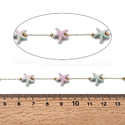 Цепи ручной работы из нержавеющей стали 304 с синтетическим бирюзовым узором в виде морской звезды CHS-L032-05G-01