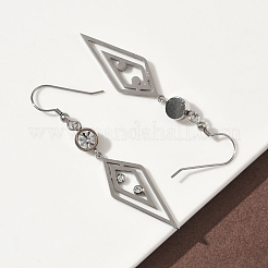 Серьги-подвески в форме ромба из нержавеющей стали 304&nbsp;EJEW-Z129-10P