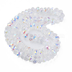 電気メッキ透明ガラスビーズ連売り  多面カット  半円  クリアAB  9x5mm  穴：1.6mm  約75個/連  16.14インチ（41cm）&nbsp;EGLA-N002-37-C01