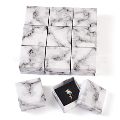 Квадратная мраморная текстура картонная коробочка для колец для ювелирных изделий&nbsp;CON-TAC0009-05A