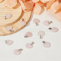 12 шт. подвески в форме сердца из натурального розового кварца&nbsp;G-FI0001-32