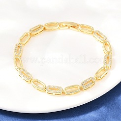 Ovale Gliederarmbänder aus Messing mit Mikropavé-Fassung aus klaren Zirkonia für Damen&nbsp;BJEW-T025-03A-G