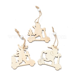 Décorations de pendentif en bois naturel sur le thème de noël&nbsp;HJEW-P010-05