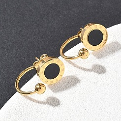 Плоские круглые серьги-гвоздики из нержавеющей стали 304 из смолы EJEW-G453-08G