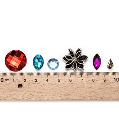 アクリルラインストーンカボション  フラットバックと多面カット  混合図形  ミックスカラー  3~30.1x7~20x1.5~20mm&nbsp;GACR-MSMC001-06