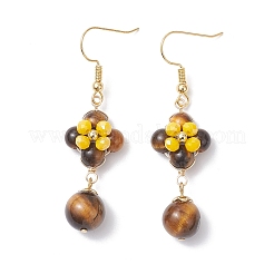 3 пара сережек-подвесок в форме цветка из латуни&nbsp;EJEW-TA00759