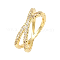 Латунные микро проложить пальцев кольца кубического циркония&nbsp;RJEW-D340-01G-02