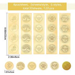 30 лист 6 самоклеящихся наклеек с тиснением золотой фольгой на тему растений и животных DIY-CP0006-31