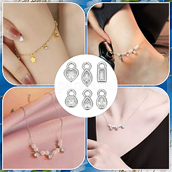 6 шт. 6 стиля 925 подвески из стерлингового серебра с кристаллами и стразами&nbsp;STER-BC0003-72