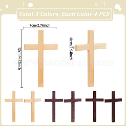 12 Stück 3 Farben Oster-Holzkreuz-Figuren-Ornamente&nbsp;DJEW-GA0001-85