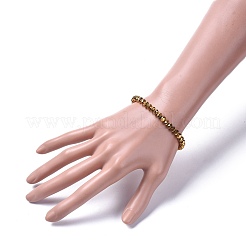 電気メッキガラスビーズストレッチブレスレット  多面カット  ロンデル  黄金メッキ  2-1/8インチ（5.5cm）&nbsp;BJEW-JB04649-02