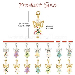 7 шт. 7-цветная подвеска в виде ангела из искусственного жемчуга ручной работы из фарфора и АБС-пластика в виде рождественской елки&nbsp;HJEW-FS00083