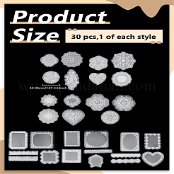 30 шт. 2 стильные водонепроницаемые пластиковые прозрачные белые кружевные наклейки для домашних животных&nbsp;DIY-LP0003-83