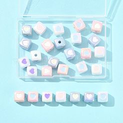 28шт 7 цвета непрозрачные акриловые эмалевые бусины ACRC-FS0001-03