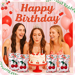 Прямоугольные пластиковые подарочные пакеты с принтом вишни и ручками-дырками&nbsp;ABAG-WH0032-101