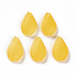 塗装ガラスペンダントスプレー  花弁  ゴールド  16x9.5x2mm  穴：1mm&nbsp;GLAA-S190-014F-04
