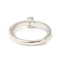 Прозрачное регулируемое кольцо с буквой из прозрачного циркония&nbsp;RJEW-C052-01P-B