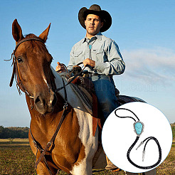 1 шт. сплав паве окрашенный синтетический бирюзовый овальный галстук-боло искусственная кожа шнур лариат ожерелья&nbsp;NJEW-WR0001-02B