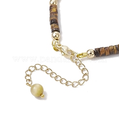 Браслеты из натурального желтого тигрового глаза для женщин&nbsp;BJEW-JB12036-03