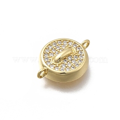 Messing Micro Pave Zirkonia flache runde Glieder Verbinder Charms&nbsp;KK-D431-081G-01