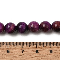 グレードAB天然タイガーアイビーズ連売り  染め＆加熱  ラウンド  パープル  8mm  穴：1.2mm  約46~47個/連  14.90~15.24''（37.8~38.7センチメートル）&nbsp;G-B133-A02-8MM-04