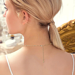 Messing-Mikropavé mit klaren Zirkonia-Enden und Kette&nbsp;KK-HS0001-97