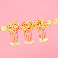 Сплав кристалл горный хрусталь монета звено полые цветы кисточка пояс тела цепи для женщин FS-WGEDFED-01