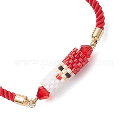 Рождественские браслеты-слайдеры ручной работы из стеклянных бусин&nbsp;BJEW-MZ00226-01