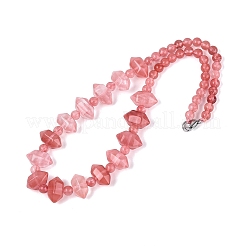 Collares con cuentas redondas y cónicas de vidrio de cuarzo cereza&nbsp;NJEW-N064-03M