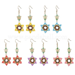 Серьги-подвески из стеклянных бусинок и бусин.&nbsp;EJEW-MZ00691